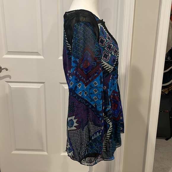 Nanette Lepore Sheer Patterned Blouse - Picture 3 of 10